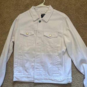 NWT Forever 21 Men’s White Denim Jean Jacket Size Medium M